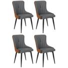 Kit 4 Cadeiras de Jantar Estofada Verona Design Italiano Encosto Anatômico Base Metálica Reforçada - Cinza Escuro/Caramelo