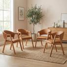 Kit 4 Cadeiras de Jantar Estofadas em Madeira Maciça e material sintético Hibisco
