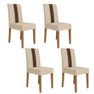 Kit 4 Cadeiras de Jantar Estofadas Lisa material sintético Pés MDF Linea