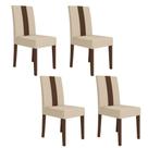 Kit 4 Cadeiras de Jantar Estofadas Lisa material sintético Pés MDF Linea
