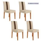 Kit 4 Cadeiras de Jantar Estofadas Lisa material sintético Pés MDF Linea