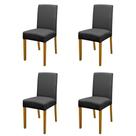 Kit 4 Cadeiras De Jantar Estofadas Madeira Maciça Multimóveis Cr15021 Madeirado-Preto