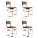 Kit 4 Cadeiras de Jantar Industrial Estofadas Veludo Bege Base Cobre Vitoria
