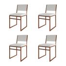 Kit 4 Cadeiras de Jantar Industrial Isa Assento material sintético Branco Base Cobre