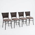 Kit 4 Cadeiras de Jantar Junco Sala de Estar Cozinha Acento Estofado Confortável Resistente Heloisa CorChocolate Mescladoed