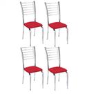 Kit 4 Cadeiras de Jantar Lara cromada para cozinha Assento material sintético Vermelho - Aurora Line Kit 4 Cadeiras de Jantar Lara cromada para cozinha Assento material sintético Vermelho - Aurora Line
