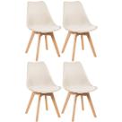 Kit 4 Cadeiras de jantar Leda com assento estofado e design moderno - Creme