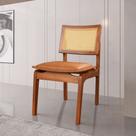 Kit 4 Cadeiras de Jantar Madeira 100% Maciça Tauari e Rattan Natural com Assento Estofado Daren Li