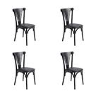 Kit 4 Cadeiras de Jantar Paris Luxo Estrutura Aço Resistente Moderna Cozinha Gourmet - Preta/preta