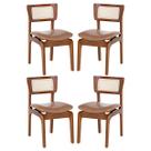 Kit 4 Cadeiras de Jantar Portugal em Madeira Imbuia com Tela Rattan Impermeável Caramelo L85