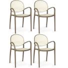 Kit 4 Cadeiras de Jantar Roma com Braço para Sala e Cozinha - Branco/Cinza Escuro
