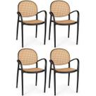 Kit 4 Cadeiras de Jantar Roma com Braço para Sala e Cozinha - Preto