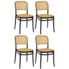 Kit 4 Cadeiras de Jantar Roma para Sala e Cozinha - Preto