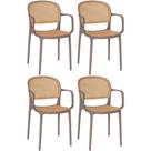 Kit 4 Cadeiras de Jantar Roma Prática com Braços para Sala e Cozinha - Marrom Claro