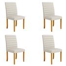 Kit 4 Cadeiras de Sala de Jantar Estofadas Veiga Madeira Maciça Linho Off White G78 - Gran Belo