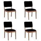 Kit 4 Cadeiras Decorativa Sala de jantar Luxo Julia Facto Preto - Mozzelar
