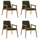 Kit 4 Cadeiras Decorativa Sala de Jantar Sidnei Veludo Verde G17 - Gran Belo