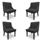 Kit 4 Cadeiras Decorativas Sala de Jantar Base Fixa de Madeira Firenze PU Preto Fosco G19 - Gran Belo
