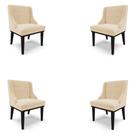 Kit 4 Cadeiras Decorativas Sala de Jantar Base Fixa de Madeira Firenze Suede Bege/Preto G19 - Gran Belo Kit 4 Cadeiras Decorativas Sala de Jantar Base Fixa de Madeira Firenze Suede Bege/Preto G19 - Gran Belo