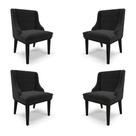 Kit 4 Cadeiras Decorativas Sala de Jantar Base Fixa de Madeira Firenze Suede Preto G19 - Gran Belo