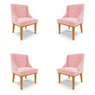 Kit 4 Cadeiras Decorativas Sala de Jantar Base Fixa de Madeira Firenze Suede Rosa Bebê/Castanho G19 - Gran Belo Kit 4 Cadeiras Decorativas Sala de Jantar Base Fixa de Madeira Firenze Suede Rosa Bebê/Castanho G19 - Gran Belo