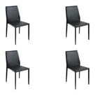 Kit 4 Cadeiras Decorativas Sala e Cozinha Karma PVC Preta G56 - Gran Belo