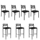 Kit 4 Cadeiras e 3 Banquetas Luiza Gourmet-Assento preto