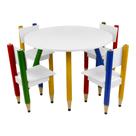 Kit 4 Cadeiras e Mesa Infantil Lápis Coloridos Redonda Tampo Branco Pés Temáticos Quarto Menina Menino Mobília Decor Kit 4 Cadeiras e Mesa Infantil Lápis Coloridos Redonda Tampo Branco Pés Temáticos Quarto Menina Menino Mobília Decor