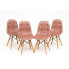 Kit 4 Cadeiras Eames Botonê Estofada Base de Madeira