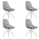 Kit 4 Cadeiras Eames Cristal Transparente Eiffel Base Metal Cromado Cor:Transparente Kit 4 Cadeiras Eames Cristal Transparente Eiffel Base Metal Cromado Cor:Transparente