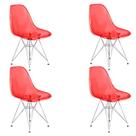 Kit 4 Cadeiras Eames Cristal Transparente Eiffel Base Metal Cromado Cor:Transparente