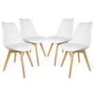 Kit 4 Cadeiras Eames Leda Branca Assento Couro PU Polipropileno Conforto Luxo