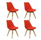 Kit 4 Cadeiras Eames Leda CSS Estofada Base Madeira Vermelho Kit 4 Cadeiras Eames Leda CSS Estofada Base Madeira Vermelho