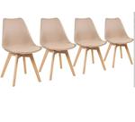 Kit 4 Cadeiras Eames Leda CSS Estofada PU Base Madeira Nude