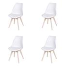 Kit 4 Cadeiras Eames Saarinen Joly Polipropileno Assento Estofado PU Branco Cromado