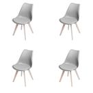 Kit 4 Cadeiras Eames Saarinen Joly Polipropileno Assento Estofado PU Cinza Cromado