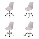 Kit 4 Cadeiras Eames Saarinen Joly Polipropileno Assento Estofado PU Fendi Cromado