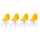 Kit 4 Cadeiras Eiffel Eames Amarela Base Cromada Sala Cozinha Jantar