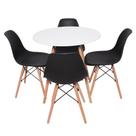 Kit 4 Cadeiras Eiffel pretas + Mesa Redonda 70cm branco Kit 4 Cadeiras Eiffel pretas + Mesa Redonda 70cm branco