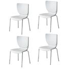 Kit 4 Cadeiras Empilháveis Base Aço Tubular Mono Branco