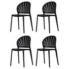 Kit 4 Cadeiras Empilháveis Lane Rivatti 46 cm (Largura) Assento e Base em PP Preto