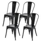 Kit 4 Cadeiras Empilhavel Reforçada Industrial Iron Tolix - Preto Kit 4 Cadeiras Empilhavel Reforçada Industrial Iron Tolix - Preto