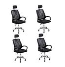 Kit 4 Cadeiras Escritório Diretor Tela Mesh Encosto De Cabeça com Ebook