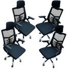 Kit 4 Cadeiras Escritório Ergonômica com Laudo NR17 Mesh Apoio Lombar e Cabeça 4 un Kit 4 Cadeiras Escritório Ergonômica com Laudo NR17 Mesh Apoio Lombar e Cabeça 4 un