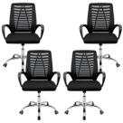 Kit 4 Cadeiras Escritório Ergonômicas E-1078 com Sistema Relax Preto Kit 4 Cadeiras Escritório Ergonômicas E-1078 com Sistema Relax Preto