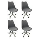 Kit 4 Cadeiras Escritório Secretária Decorativa Eames Chicago Cinza