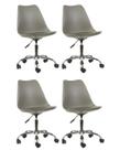 Kit 4 Cadeiras Escritório Tulipa Saarinen Giratória Cinza
