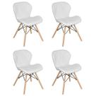 Kit 4 cadeiras estofadas Charles Eames Eiffel Slim Wood confort - Branco Kit 4 cadeiras estofadas Charles Eames Eiffel Slim Wood confort - Branco