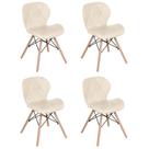 Kit 4 cadeiras estofadas Charles Eames Eiffel Slim Wood confort - Creme