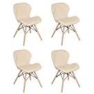 Kit 4 cadeiras estofadas Charles Eames Eiffel Slim Wood confort - Nude